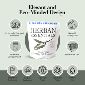 Herban Essentials multipurpose wipes suitable for hands, face, and surfaces.