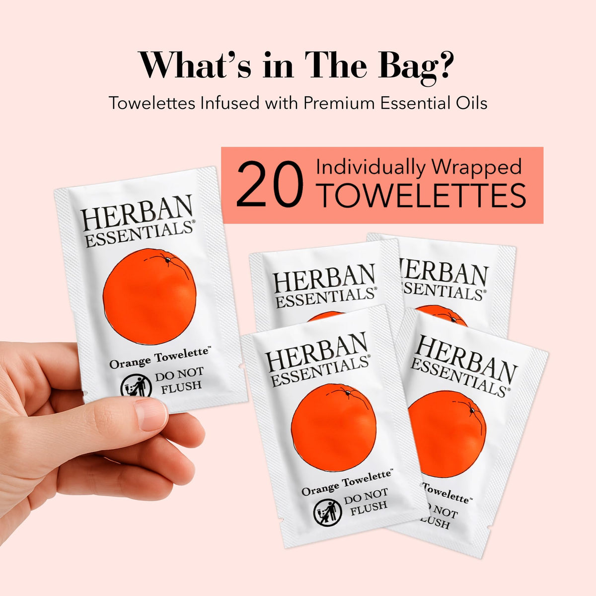 Herban Essentials orange wipes compact for purses and pockets.