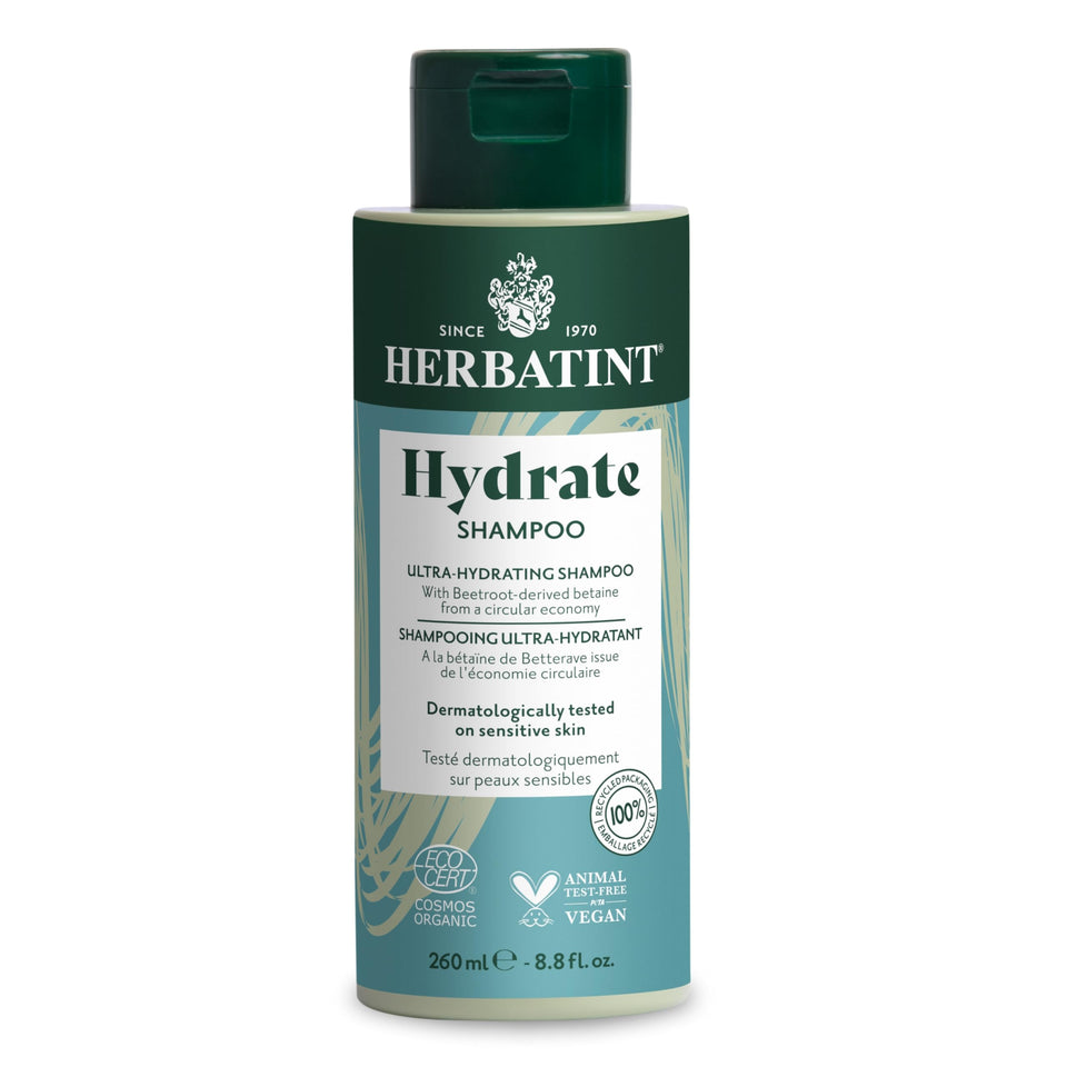 Herbatint Hydrate Shampoo bottle pour for deep hydration and smooth hair
