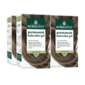 Herbatint 6N dark blonde dye during application for natural gray coverage