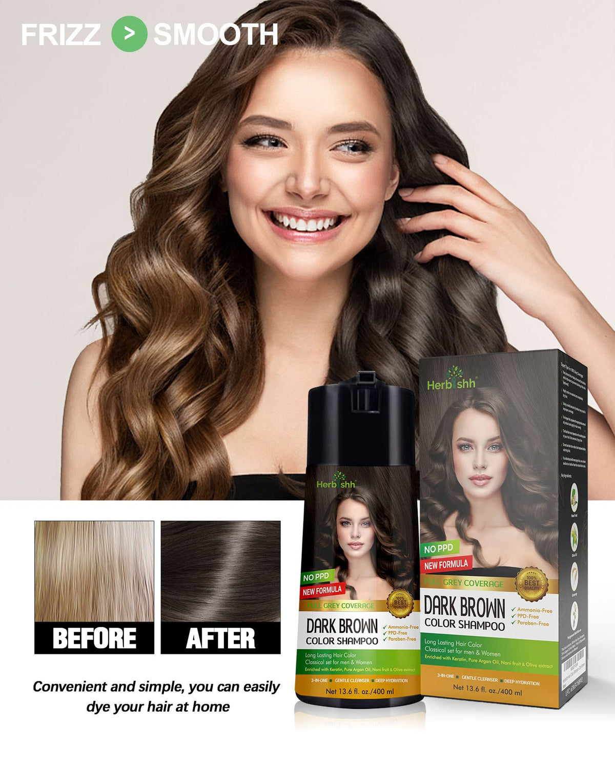 Herbishh 400ml bottle offers long-lasting gray coverage.