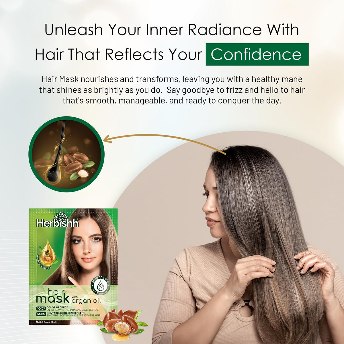 Herbishh Argan Hair Mask 5x25ml travel pack for on-the-go care
