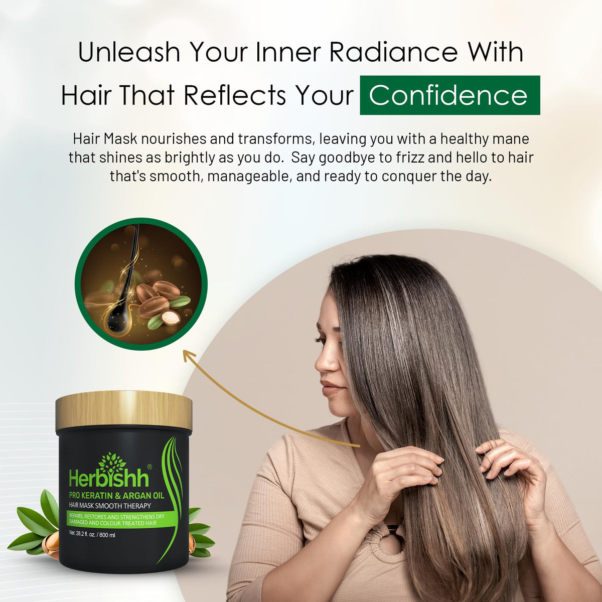 Argan oil and keratin in Herbishh Argan Hair Mask for frizz control
