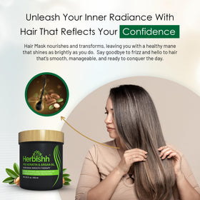 Argan oil and keratin in Herbishh Argan Hair Mask for frizz control
