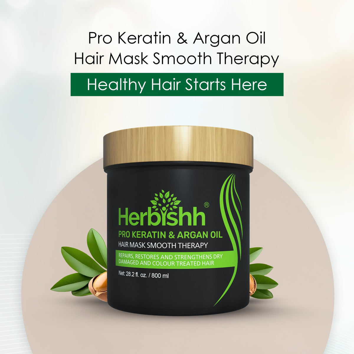 Bathroom setup with Herbishh Argan Hair Mask ready for weekly conditioning