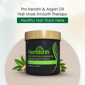 Bathroom setup with Herbishh Argan Hair Mask ready for weekly conditioning