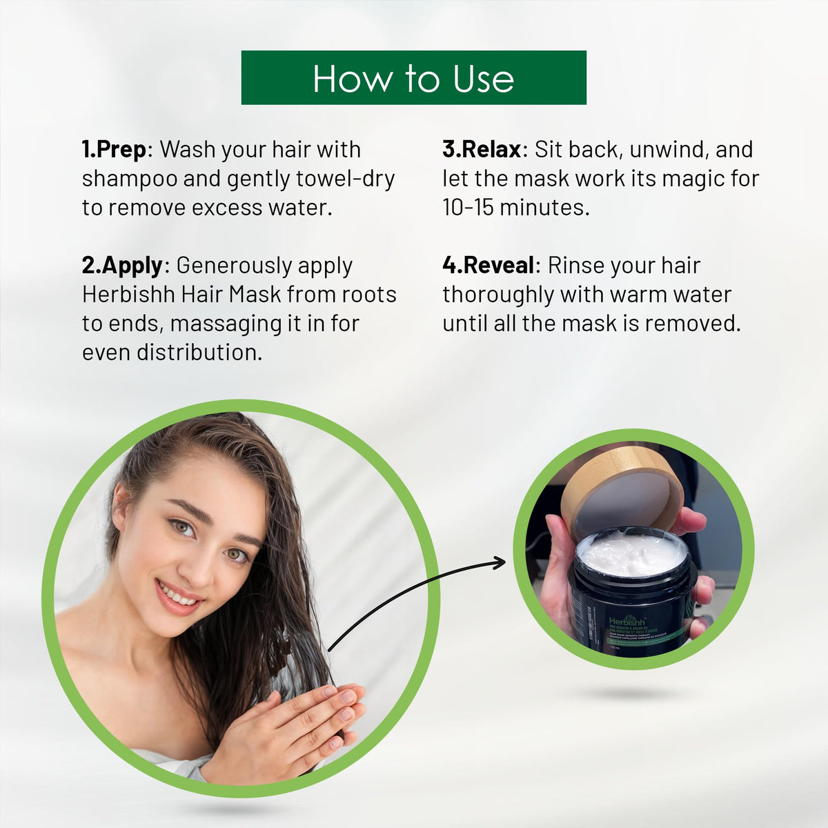 Creamy texture of Herbishh Argan Hair Mask indicating rich moisture for hair