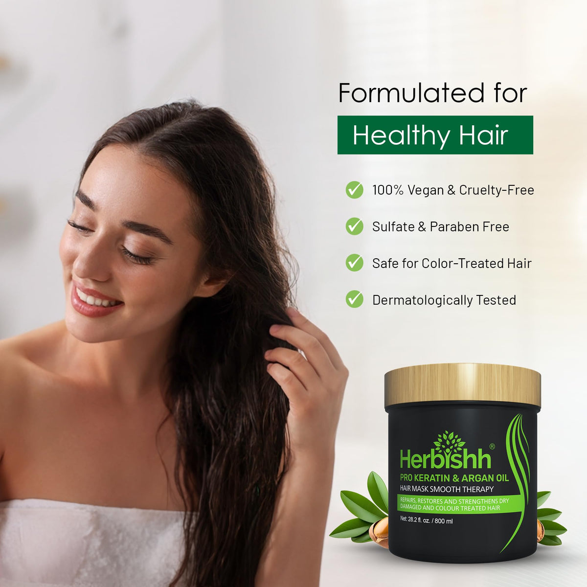 Eco-friendly packaging of Herbishh Argan Hair Mask supports sustainability
