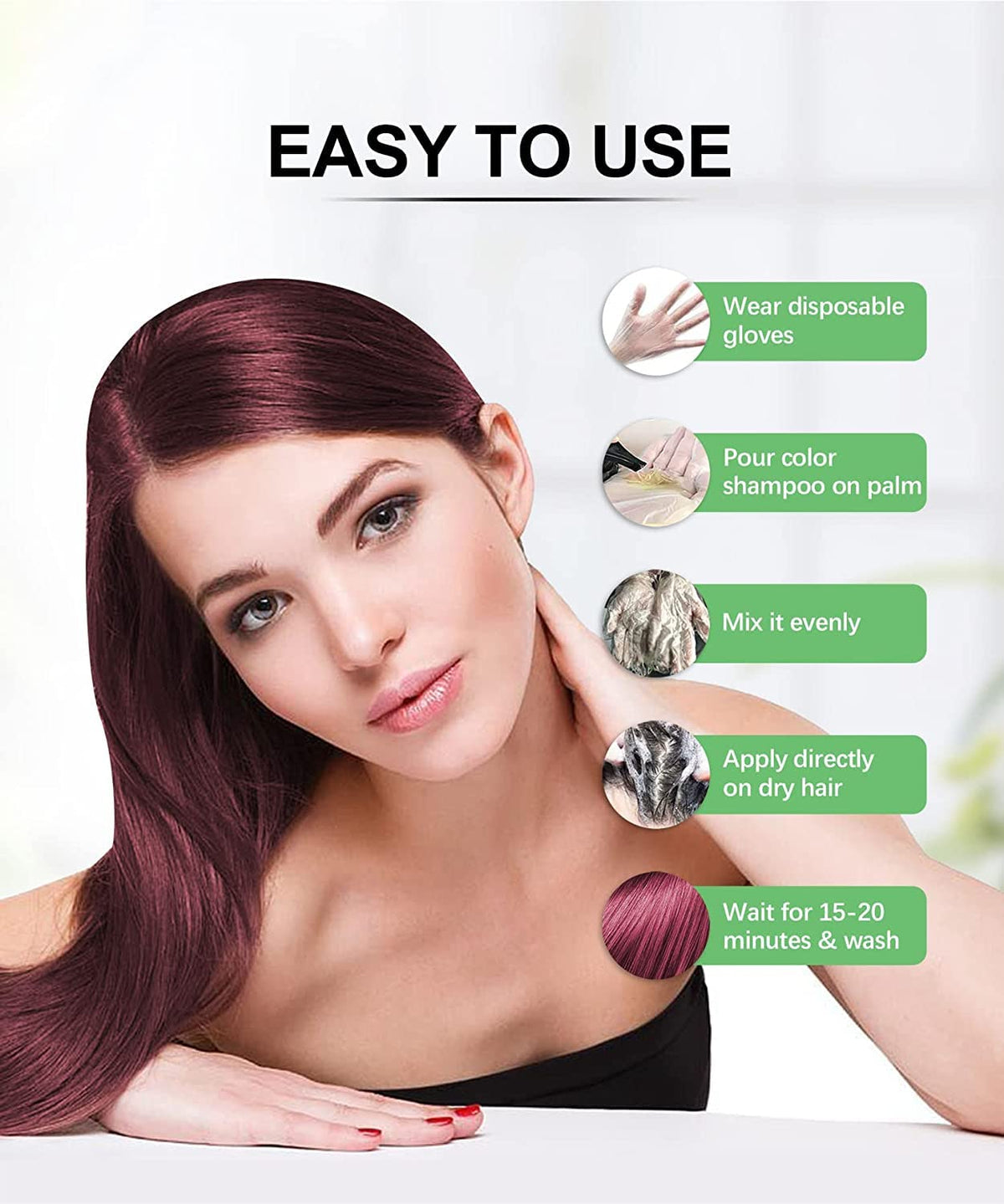500 ml Herbishh bottle features 3-in-1 color, cleanse, condition.