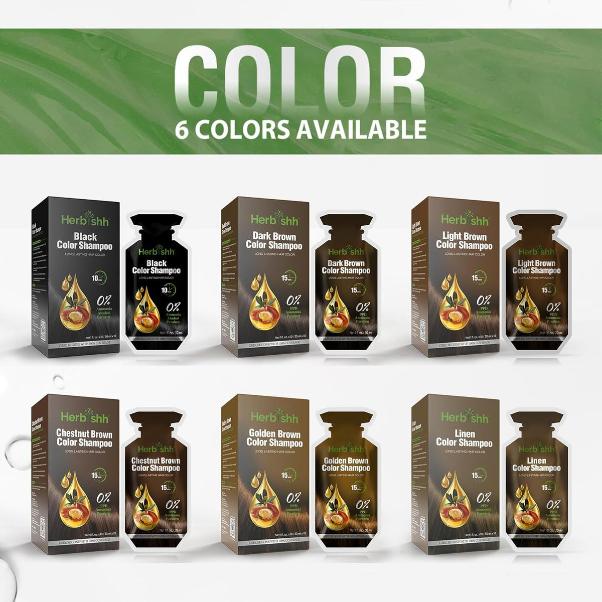 Herbishh olive oil and argan oil nourish hair during color.