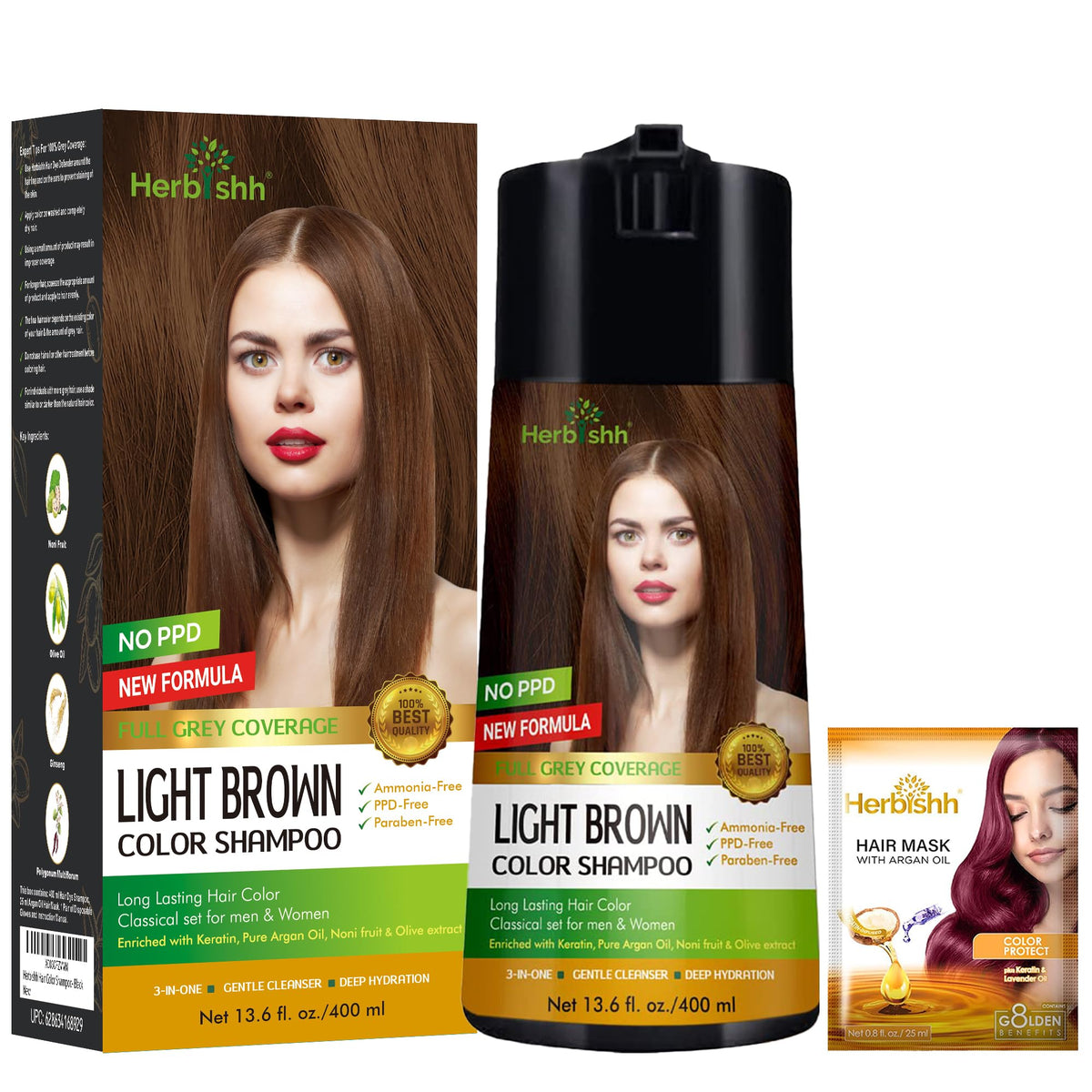 Herbishh Hair Color Shampoo gray coverage on bottle for a quick touch-up.