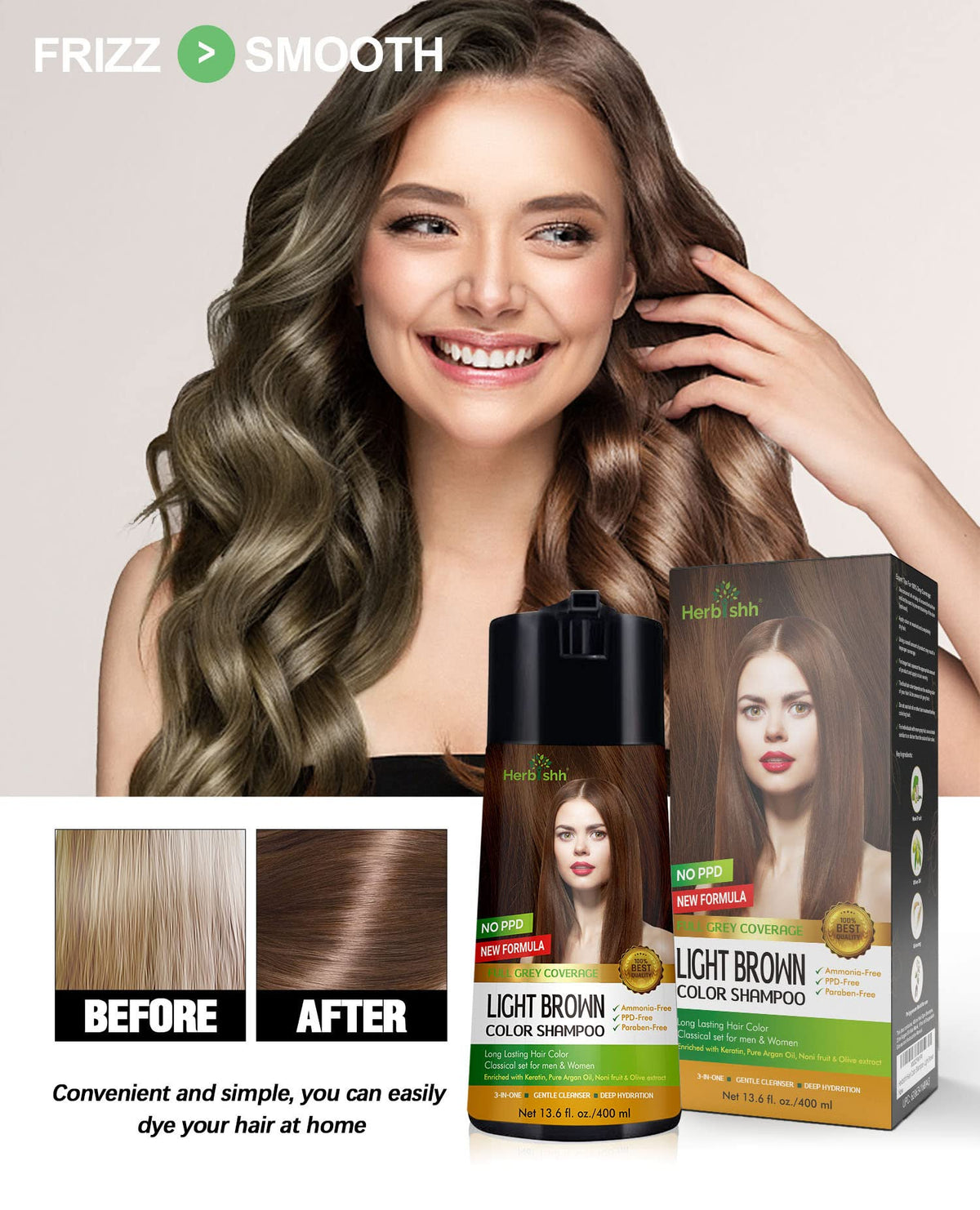Herbishh Hair Color Shampoo long-lasting color with shine and smoothness.