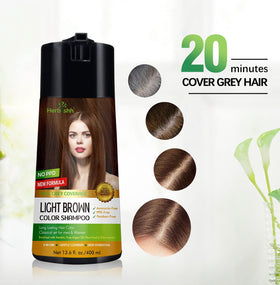 Herbishh Hair Color Shampoo with tuber fleece flower extract enhances color depth.