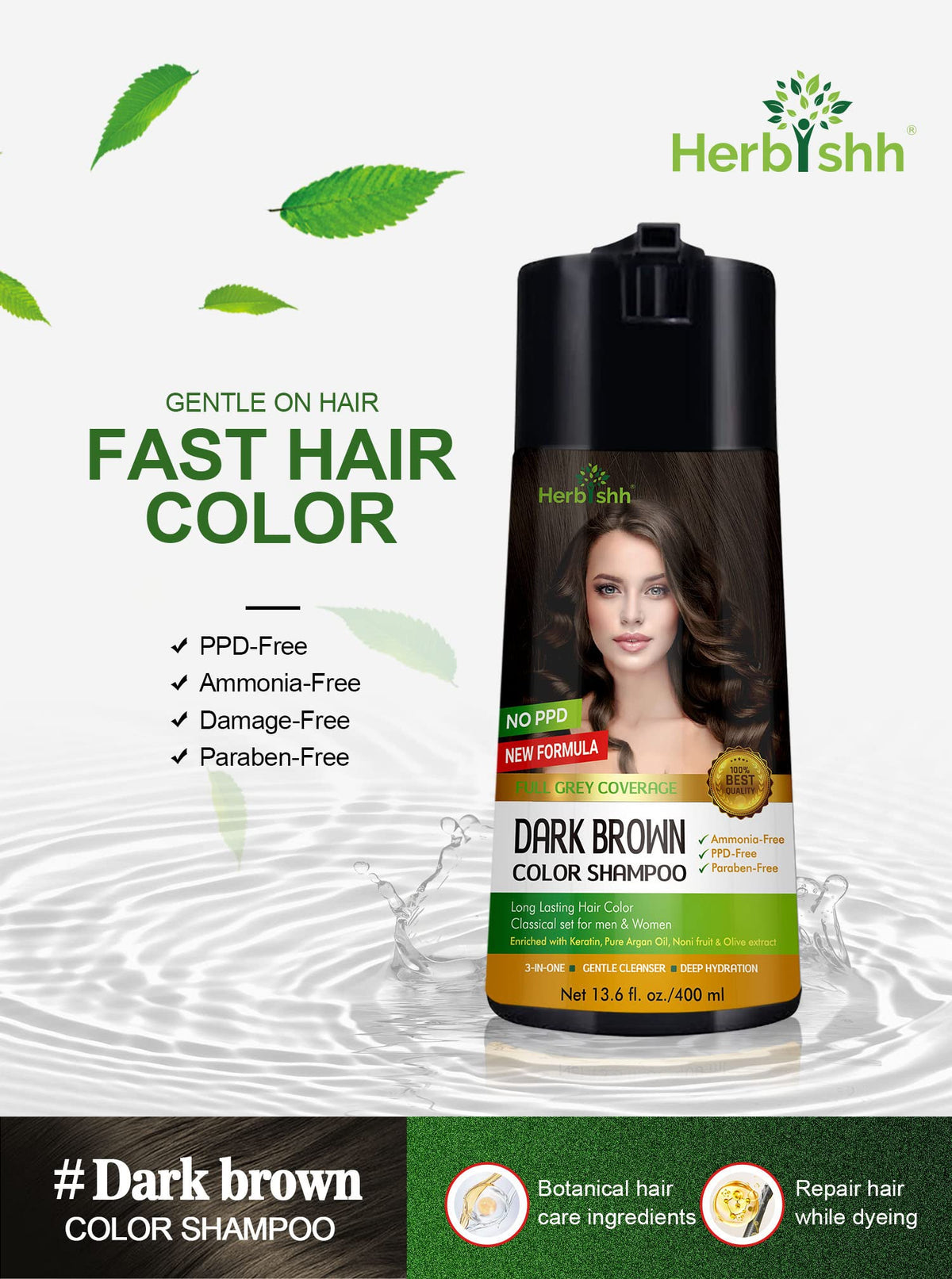 Herbishh Keratin-enriched formula close-up highlighting hair strength.