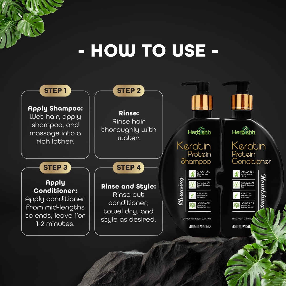 Sulfate-free shampoo label emphasizes gentle cleansing.