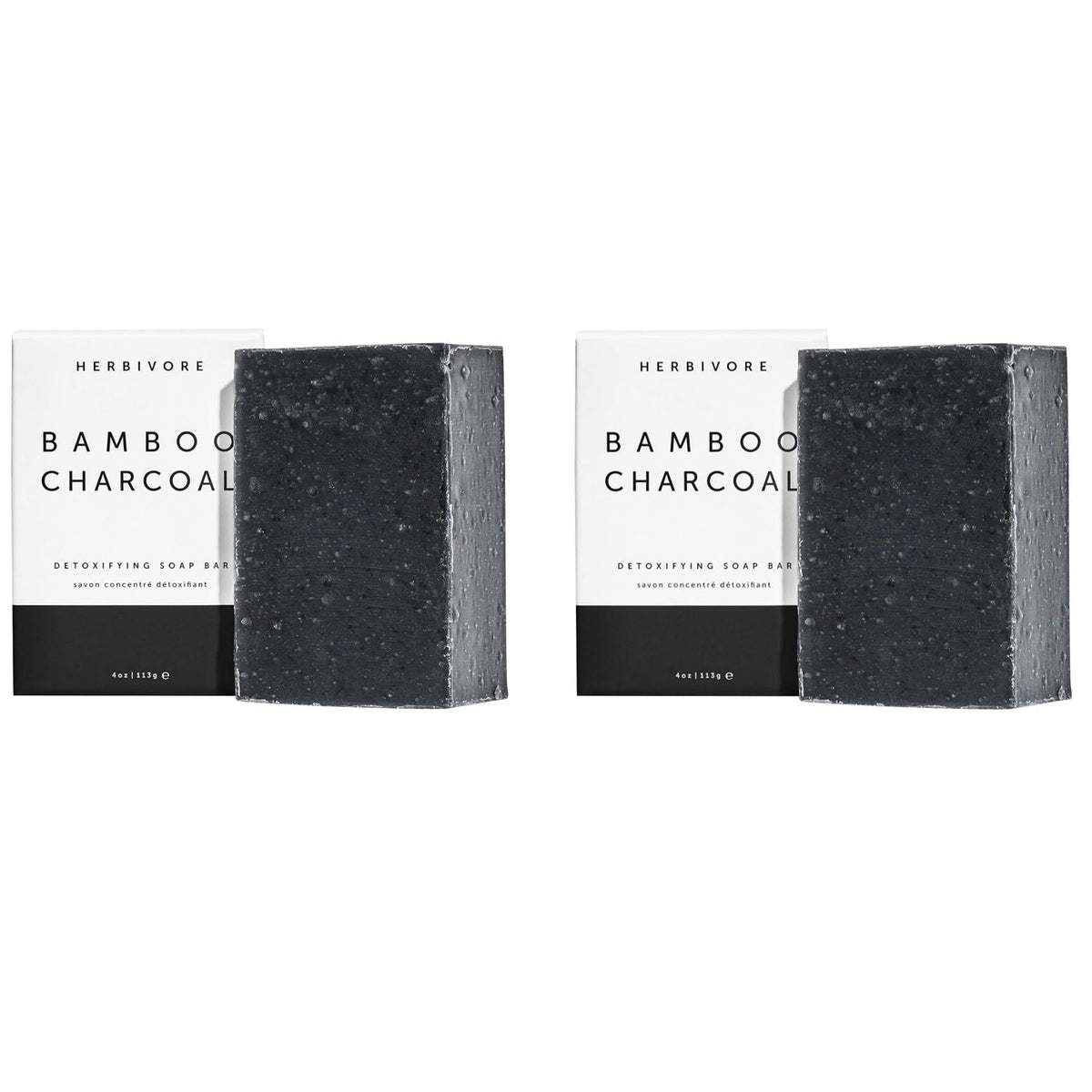 HERBIVORE Bamboo Charcoal Gentle Cleansing Bar for face and body delivers deep cleanse.