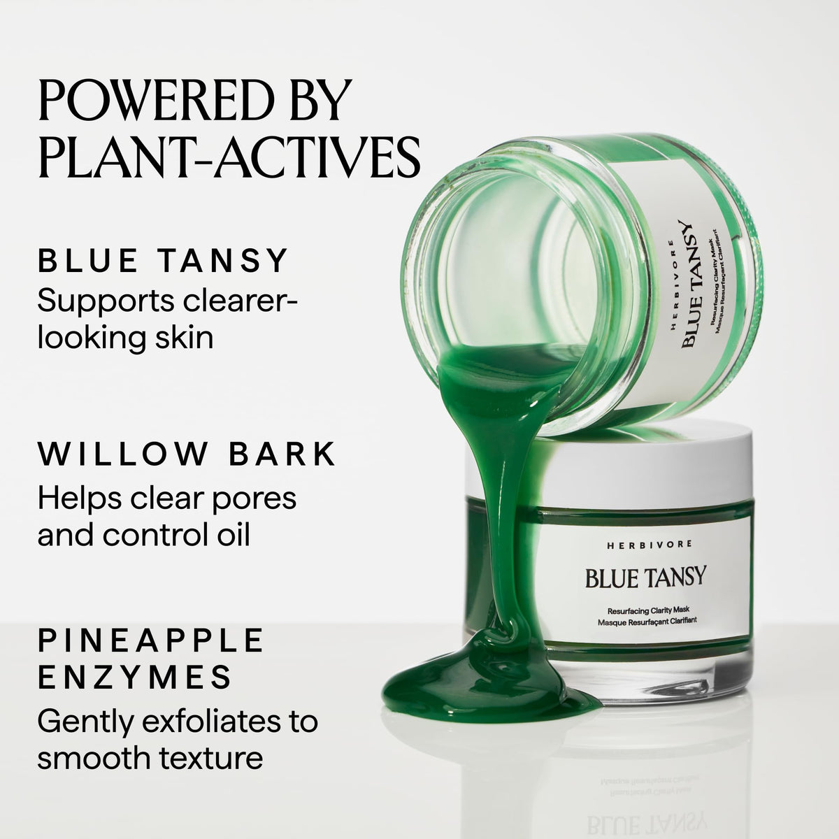 Applying HERBIVORE mask on clean skin for a weekly clarifying ritual.