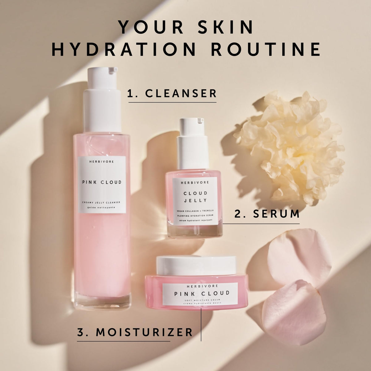 HERBIVORE Cloud Jelly Serum close-up showing instantly hydrating jelly texture.