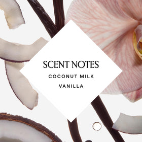 Tropical scent note hints coconut and vanilla aroma.