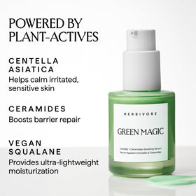 HERBIVORE Green Magic Cica Ceramides application shot suggests layering before makeup.