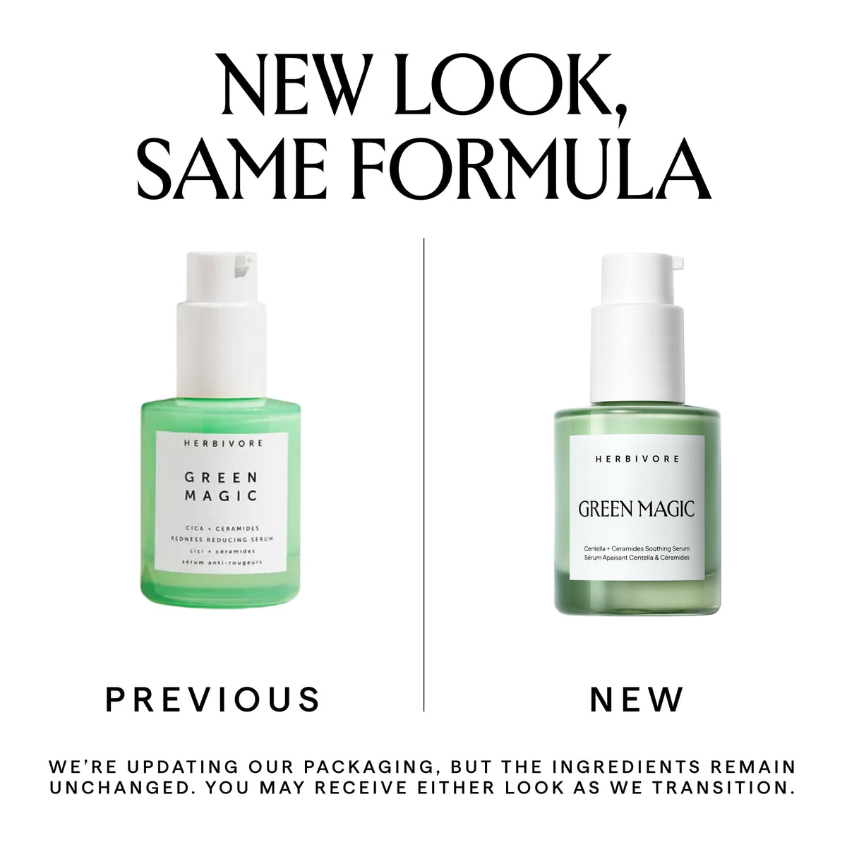 HERBIVORE Green Magic Cica Ceramides serum texture closeup highlights lightweight hydration.