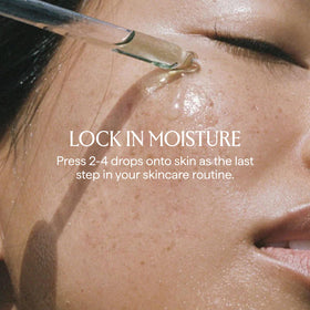HERBIVORE Lapis Blue Tansy Oil on the face for soothing hydration