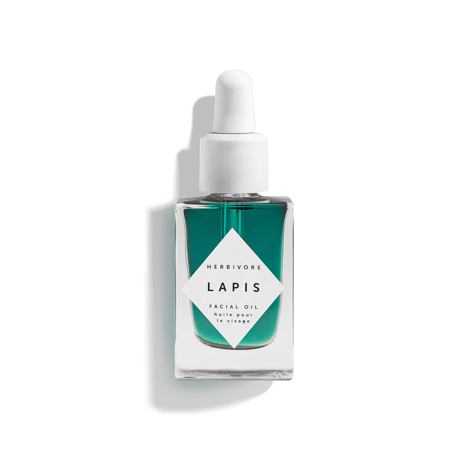 HERBIVORE Lapis Facial Oil bottle with clean packaging for calm skin.