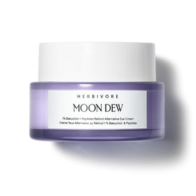 HERBIVORE Moon Dew eye cream jar shows 1% bakuchiol for gentle anti-aging care