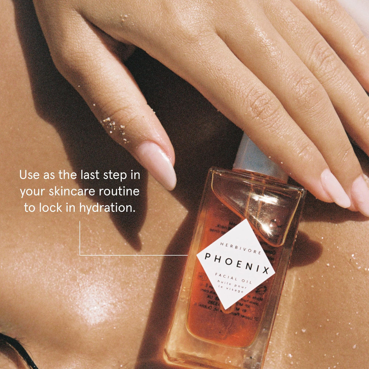 Sustainable packaging visuals—Herbivore Phoenix Oil aligns vegan, cruelty-free values.