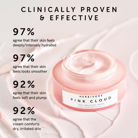 HERBIVORE Pink Cloud Cleanser packaging visual emphasizing travel-friendly set.