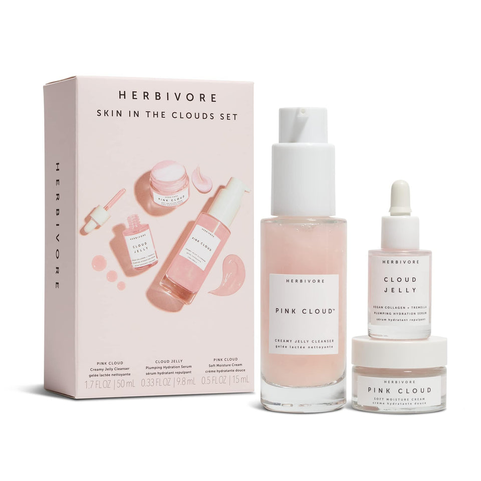 HERBIVORE Skin In The Clouds cleanser visual for gentle daily cleanse and dewy skin prep.