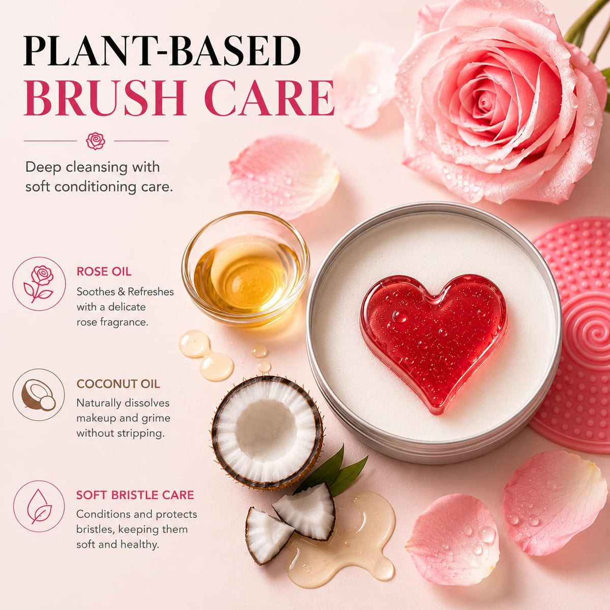 Extra-large 100g solid cleanser tin offering long-lasting value for daily brushes and sponges.