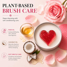 Extra-large 100g solid cleanser tin offering long-lasting value for daily brushes and sponges.