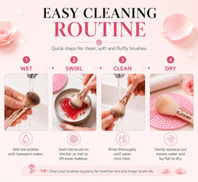 Soft brush bristles after cleaning with Herblight rose formula providing a refreshed feel.