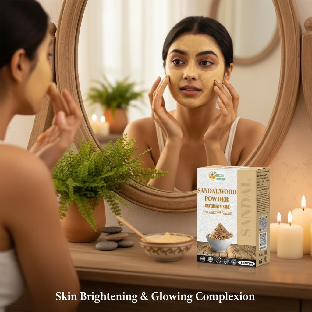 Herbs Botanica Chandan sandalwood face pack mix for glowing skin at home.
