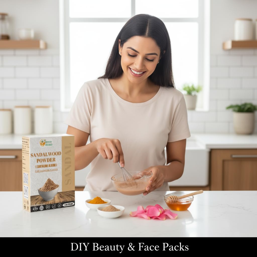 Herbs Botanica Chandan sandalwood powder promotes softer skin with regular use.
