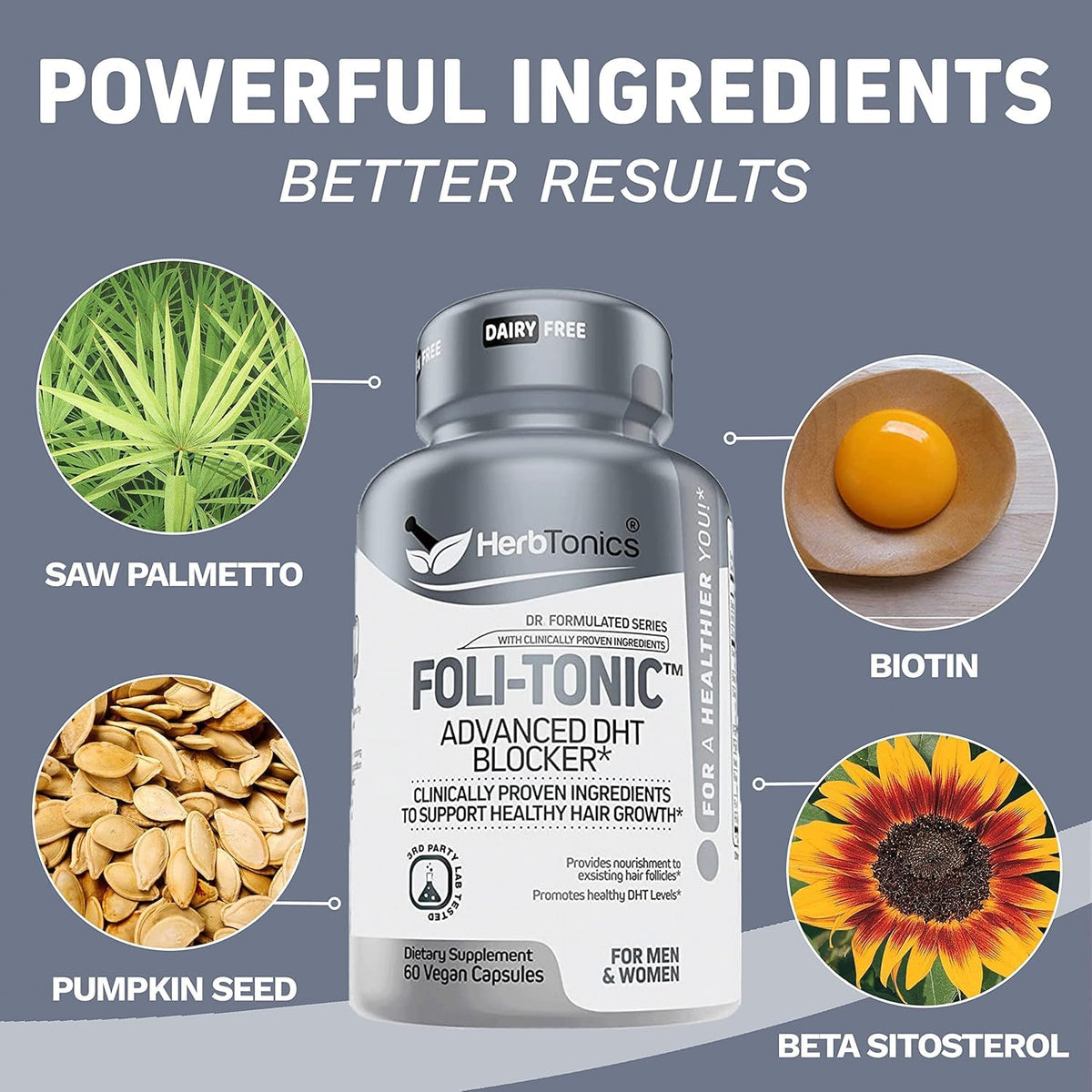 Herbtonics vegan non GMO packaging highlighting pure quality