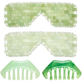 Hercicy green jade eye mask pair offering cooling relaxation for tired eyes.