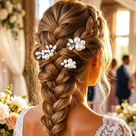 Heread Wedding hair accessory clip silver with pearl