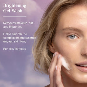 Aura Glow cleanser foam showing light lather for gentle exfoliation