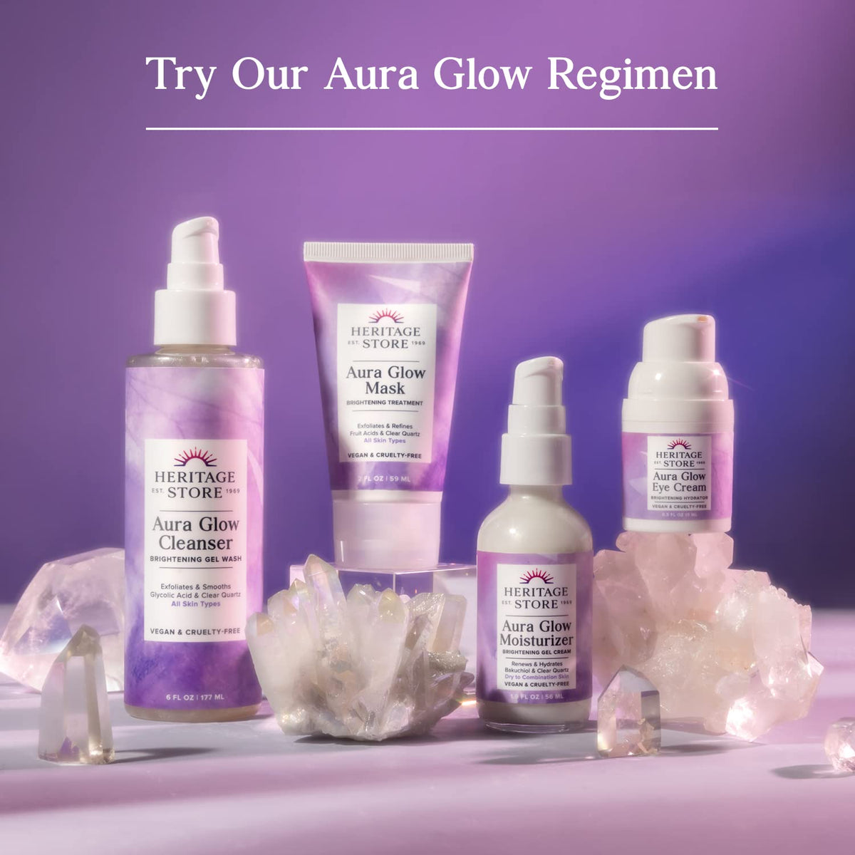 Clear Quartz crystals in Aura Glow add radiant energy