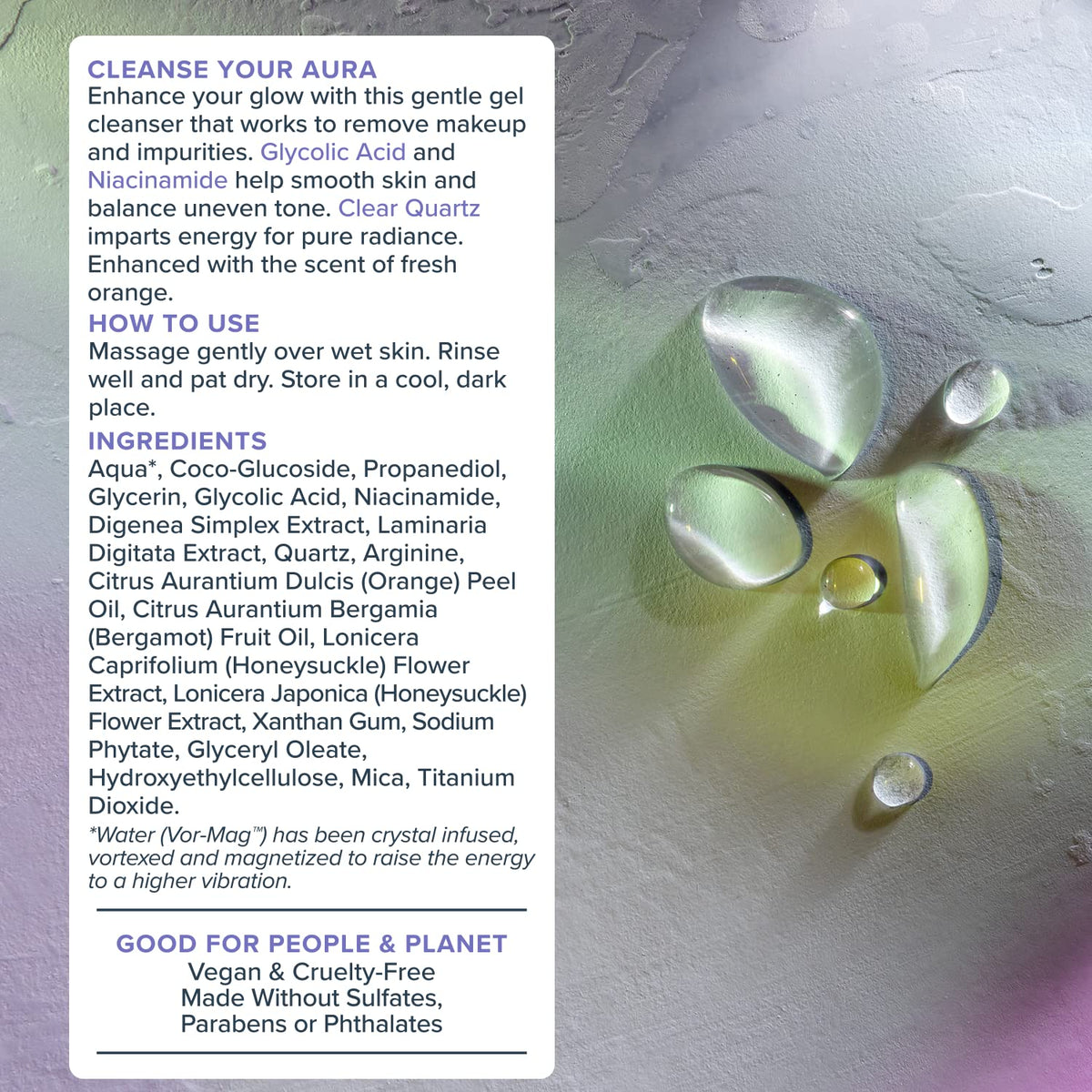 Eco-friendly PCR bottle for Aura Glow, vegan and cruelty-free