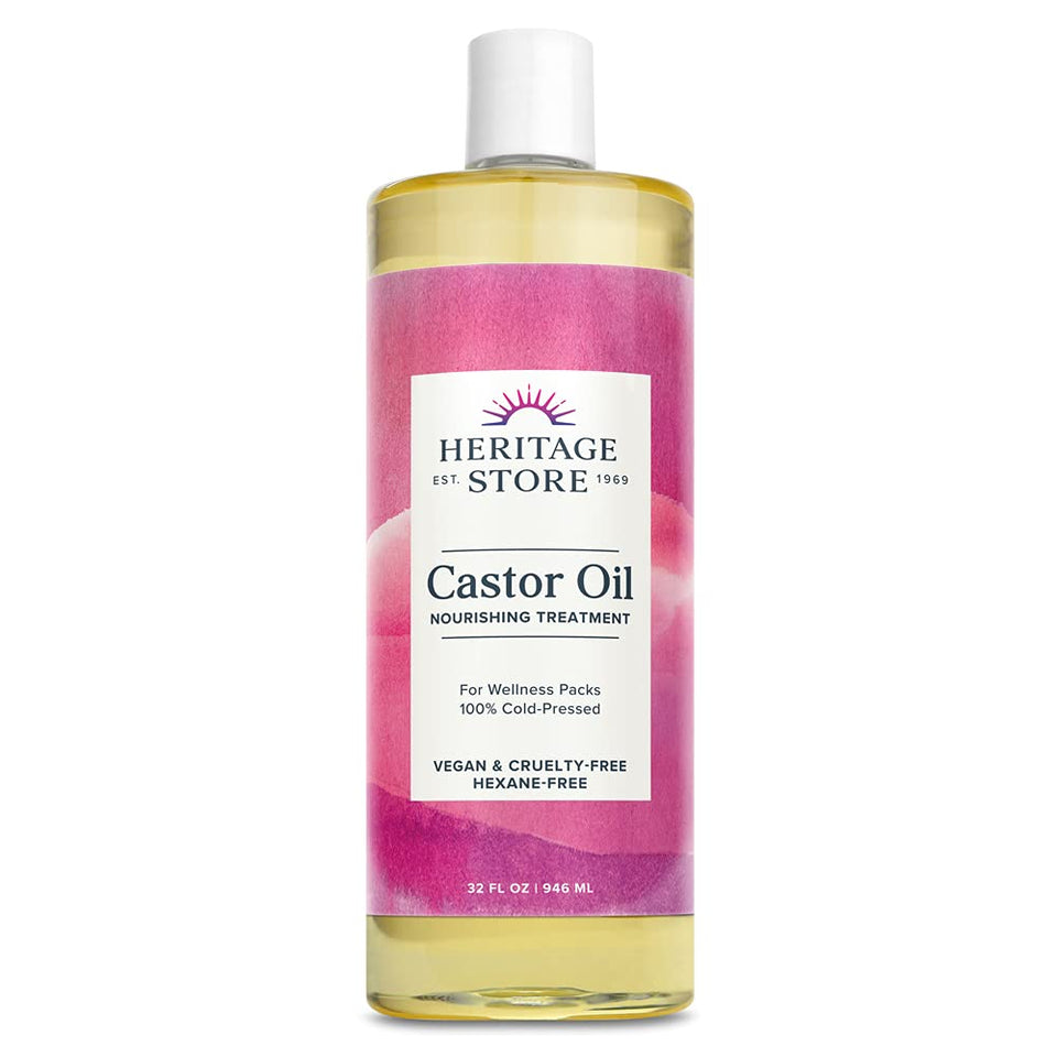 HERITAGE STORE Castor Oil bottle pour for easy hair nourishment.