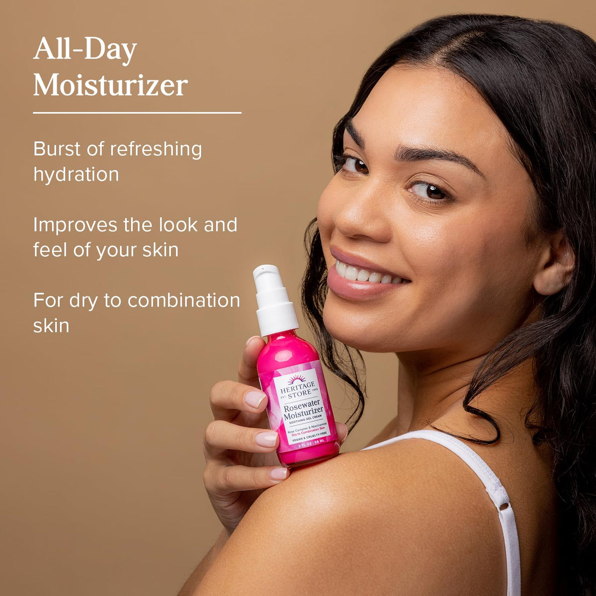 HERITAGE STORE Rosewater Face Moisturizer jar texture for soothing moisture.
