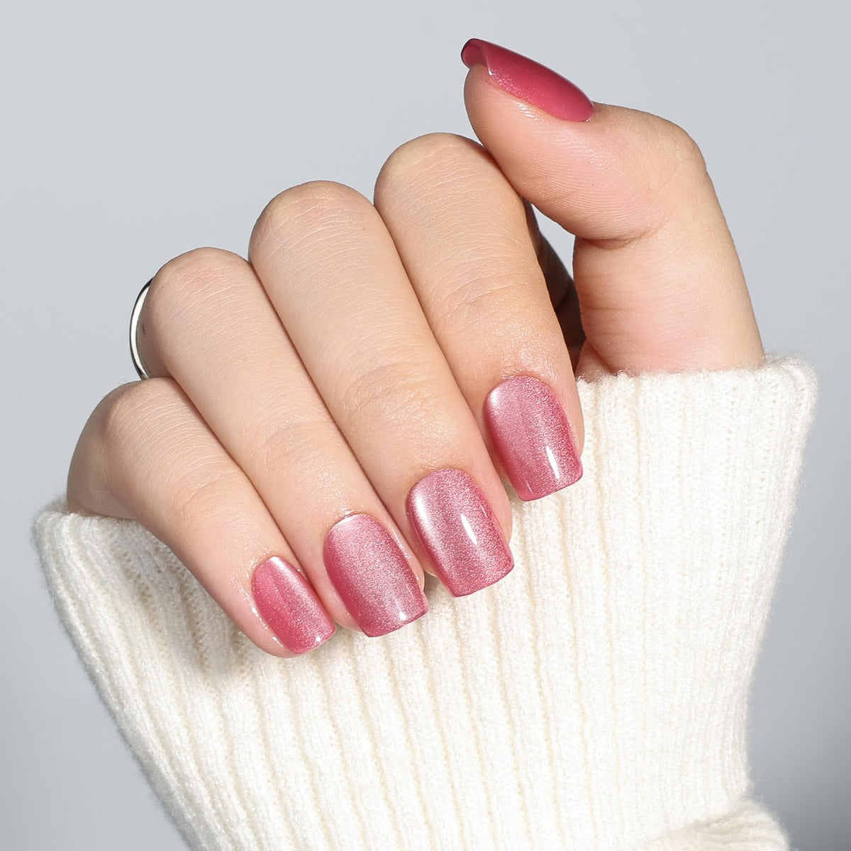 Herlight rose pink cat eye nails kit includes glue and tabs for quick application