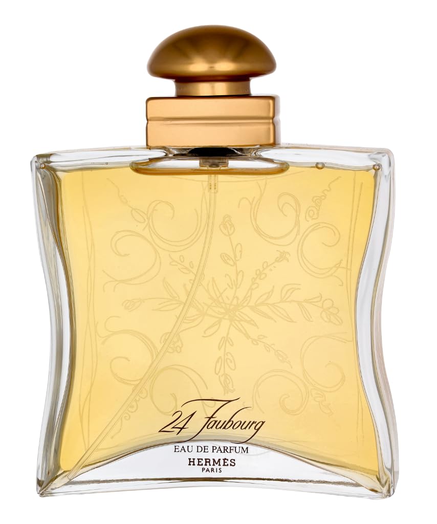 Hermès 24 Faubourg EDP bottle close-up showing premium craftsmanship for refined wear