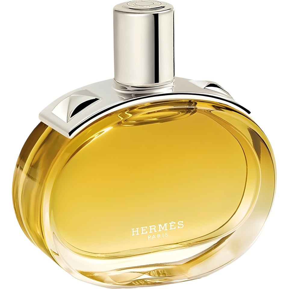 Hermès Barénia Intense bottle close-up highlighting leather notes, ideal for evening wear.