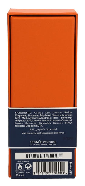 Hermès Eau de Citron Noir lifestyle shot shows refined citrus aroma.