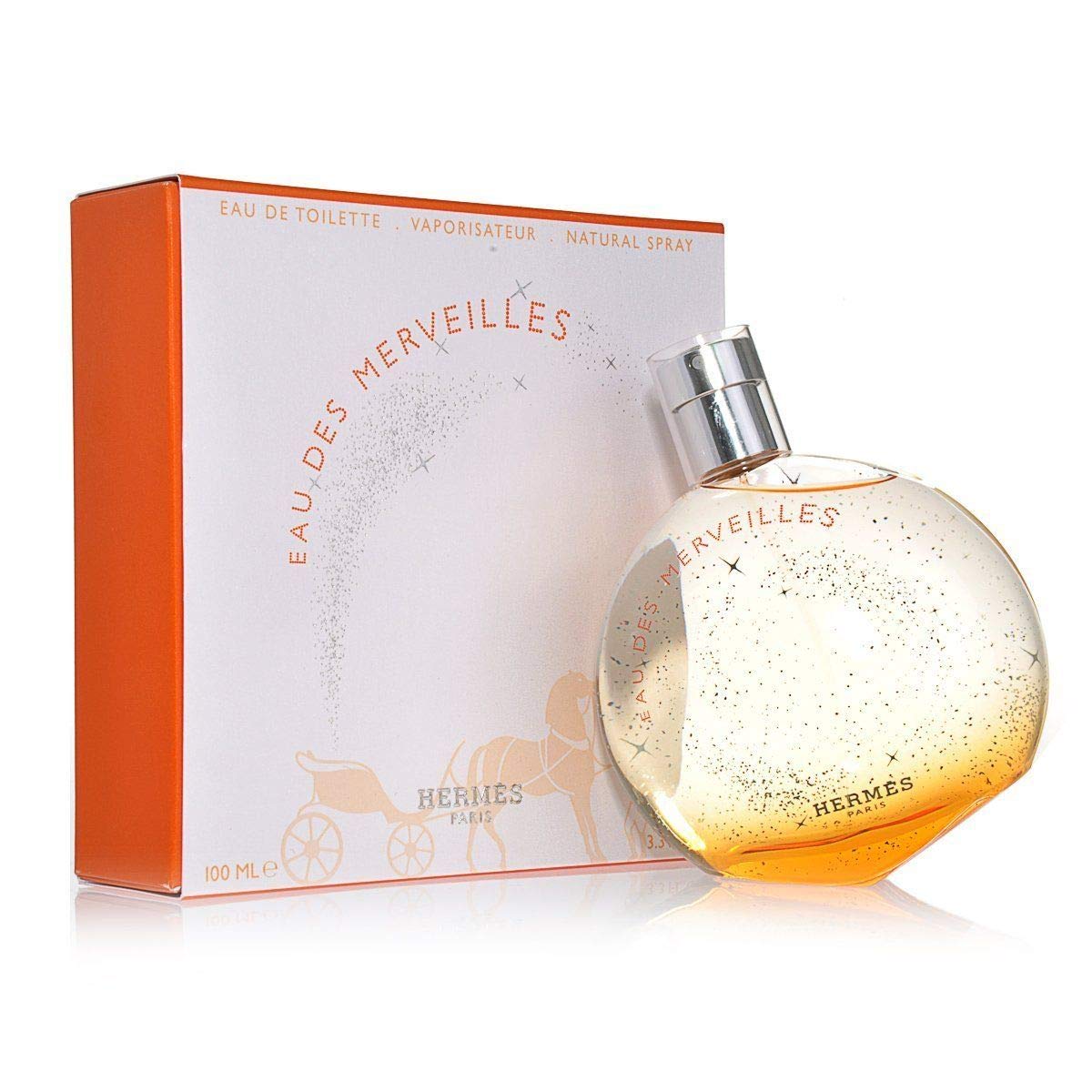 Hermès Eau Des Merveilles for Women bottle pour highlights a warm, luminous aroma ideal for evening wear.