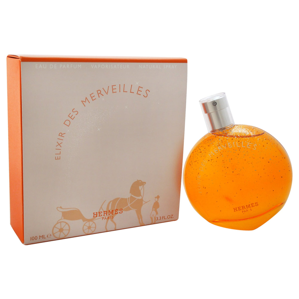 Hermes Elixir Des Merveilles bottle close-up for elegant evening wear.